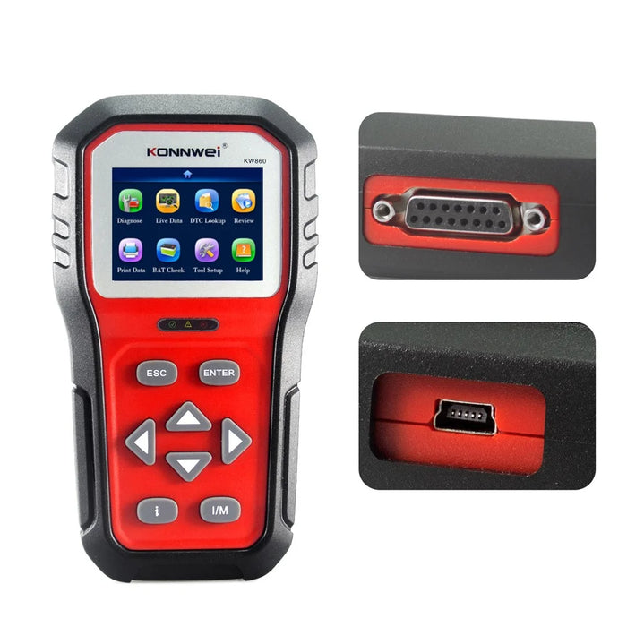 KONNWEI KW860 OBDII Scanner Code Reader Engine Fault Reader Erase/Reset Fault Codes Diagnostic Scanner - 3