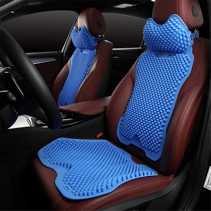 Silicone Lumbar Back Support Pad Summer Breathable Back Rest - Blue - 2