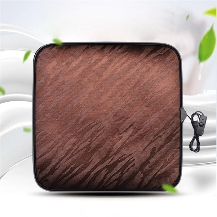 Portable USB Heated Car Seat Cushion Fast Heating Car Seat Mat for Winter Driving Car Accessory - Coffee - 2