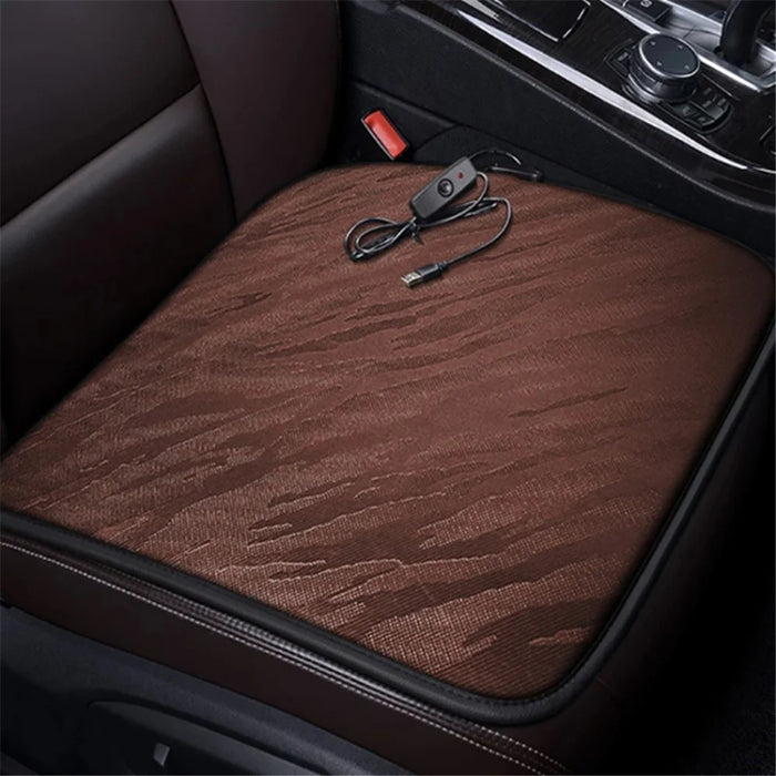 Portable USB Heated Car Seat Cushion Fast Heating Car Seat Mat for Winter Driving Car Accessory - Coffee - 3