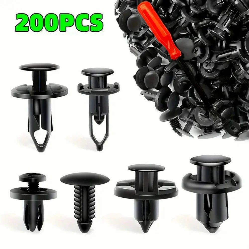 200Pcs Mixed Plastic Car Door Panel Fastener Vehicle Bumper Clips Retainer Fasteners with 1 Pry Tool - 1