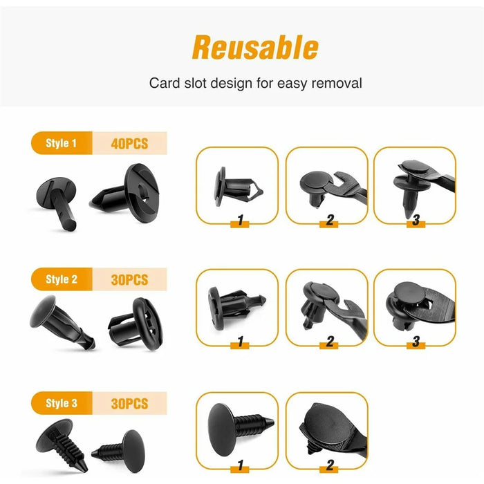 200Pcs Mixed Plastic Car Door Panel Fastener Vehicle Bumper Clips Retainer Fasteners with 1 Pry Tool - 3