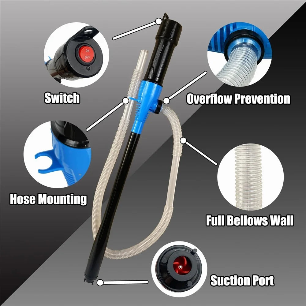 Portable Electric Fuel Transfer Pump Battery Powered Siphon Pump for Car Gas Tank and Water - 6