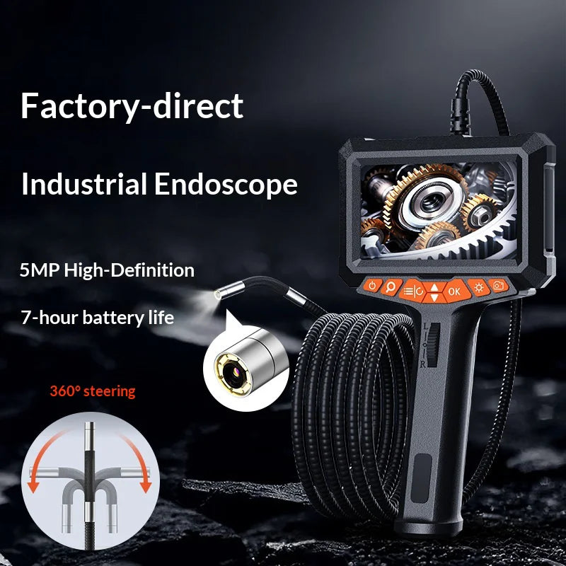 P370 1m Flexible Tube 8mm Lens Borescope 360 Degree Rotatable 5 Inch HD Screen Waterproof Endoscope Camera - 5