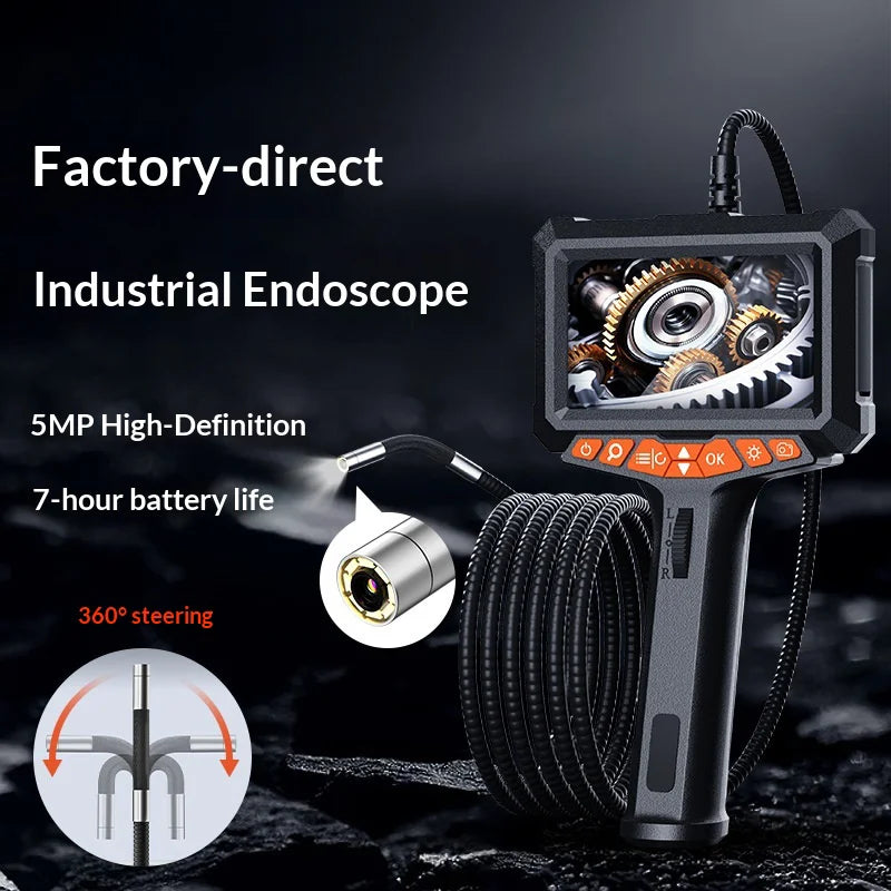 P370 1m Flexible Tube 6mm Lens Borescope 360 Degree Rotatable 5 Inch HD Screen Waterproof Endoscope Camera - 4