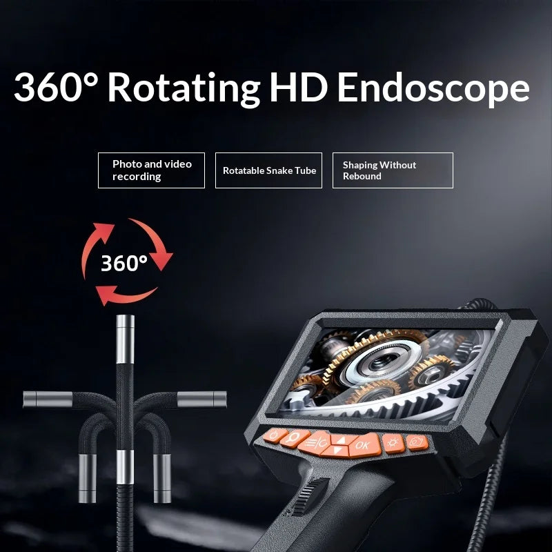P370 1m Flexible Tube 6mm Lens Borescope 360 Degree Rotatable 5 Inch HD Screen Waterproof Endoscope Camera - 5