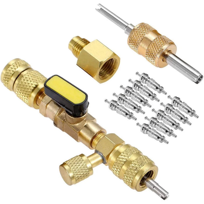 C0122 R410A R22 Spool Remover Installation Tool Set (10Pcs Spool Valves + 1Pcs Remover + 1Pcs Installation Tool) - 1