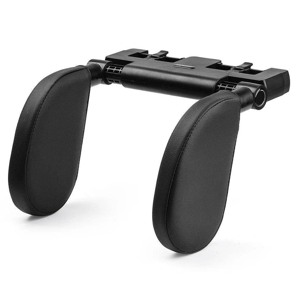A05 Car Headrest Two Side Pillow Children Adult Car Seat Memory Foam Head Rest Cushion with Hook - Black - 1
