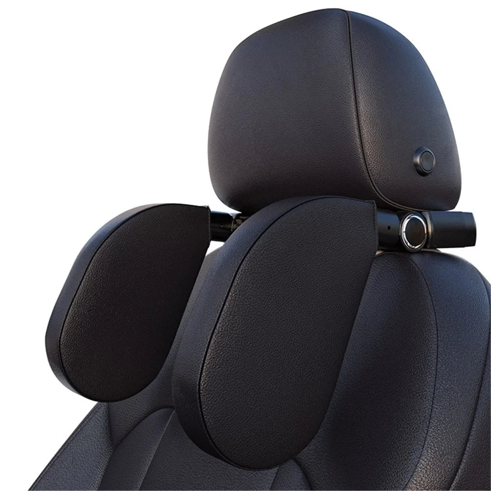 A05 Car Headrest Two Side Pillow Children Adult Car Seat Memory Foam Head Rest Cushion with Hook - Black - 2