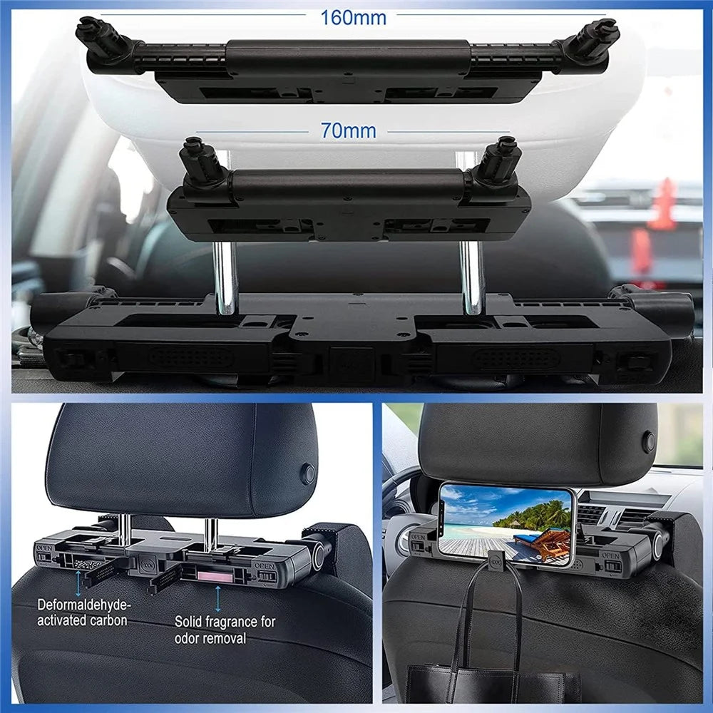 A05 Car Headrest Two Side Pillow Children Adult Car Seat Memory Foam Head Rest Cushion with Hook - Black - 5