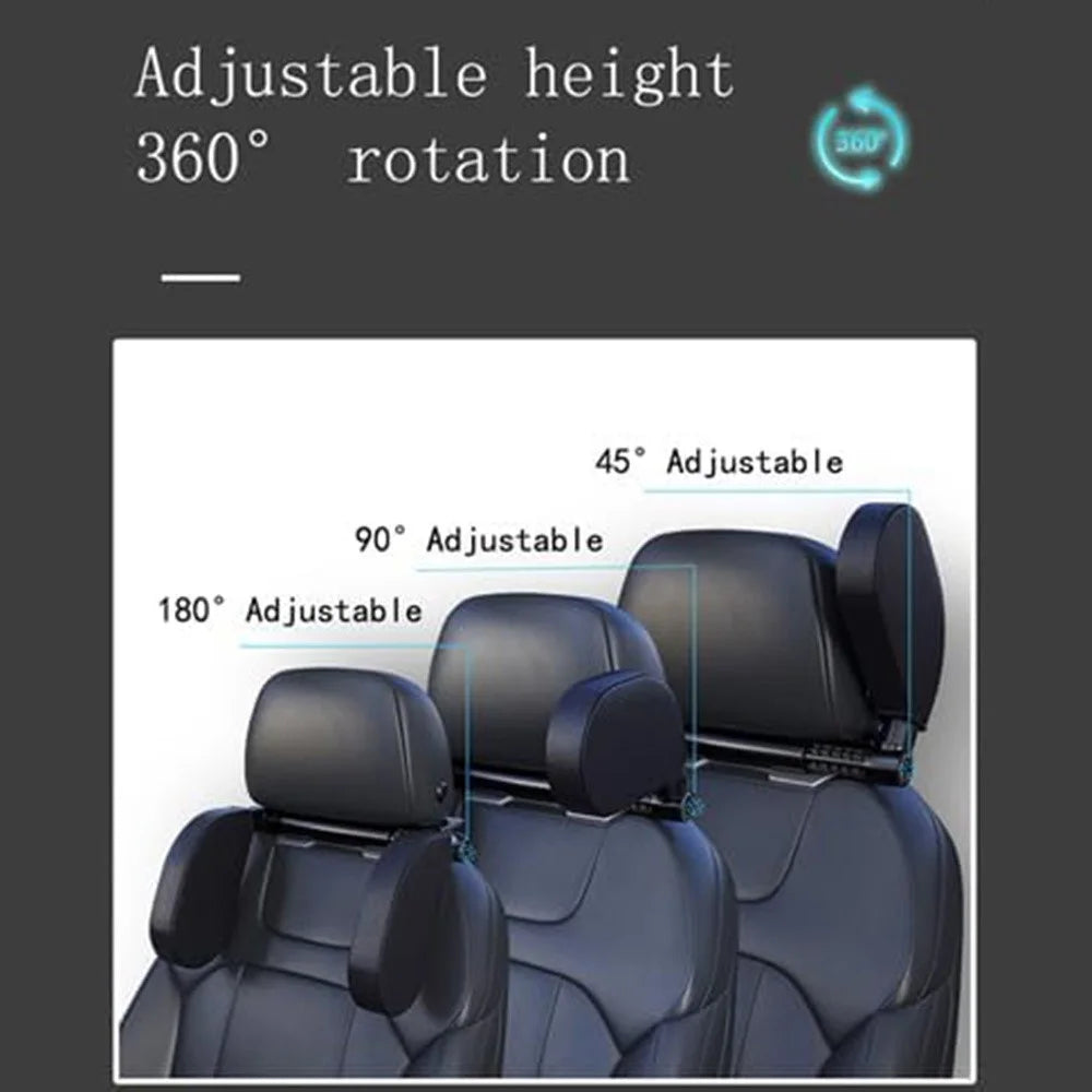 A05 Car Headrest Two Side Pillow Children Adult Car Seat Memory Foam Head Rest Cushion with Hook - Black - 6