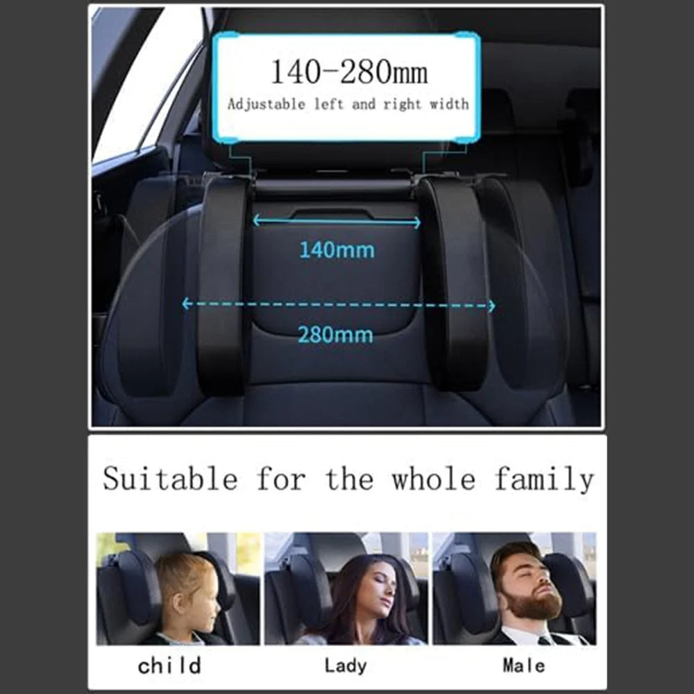 A05 Car Headrest Two Side Pillow Children Adult Car Seat Memory Foam Head Rest Cushion with Hook - Black - 7