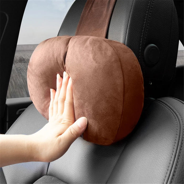 1152 Car Headrest Breathable Memory Foam Neck Pillow Head and Neck Support for Sleeping - Brown - 3