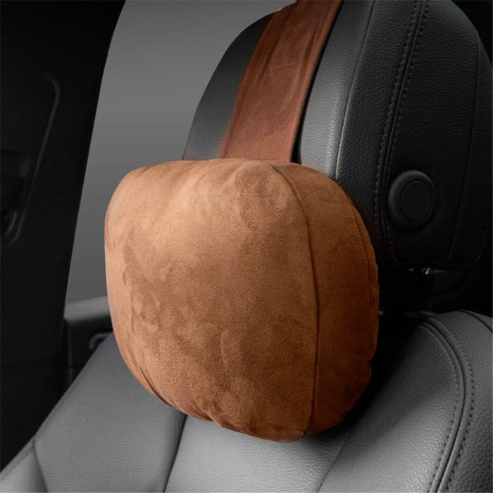 1152 Car Headrest Breathable Memory Foam Neck Pillow Head and Neck Support for Sleeping - Brown - 7