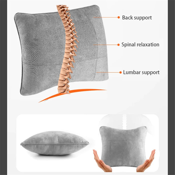 1152 Car Seat Waist Support Pillow Suede+Memory Foam Fatigue Relieve Lumbar Cushion - Brown - 2