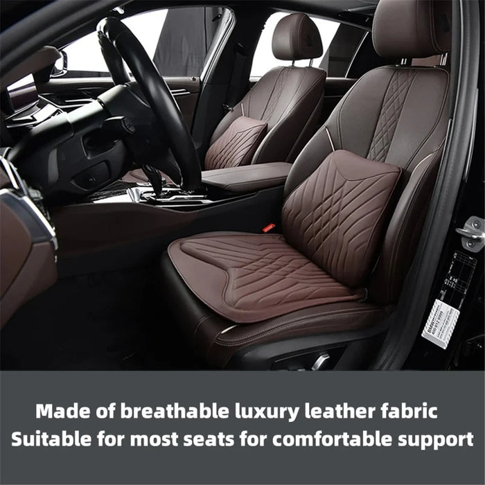 TK036 2Pcs / Set Nappa Texture PU Leather + Memory Foam Car Seat Cushion Lumbar Support Pillow - Brown - 3