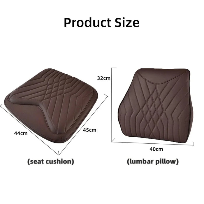 TK036 2Pcs / Set Nappa Texture PU Leather + Memory Foam Car Seat Cushion Lumbar Support Pillow - Brown - 7