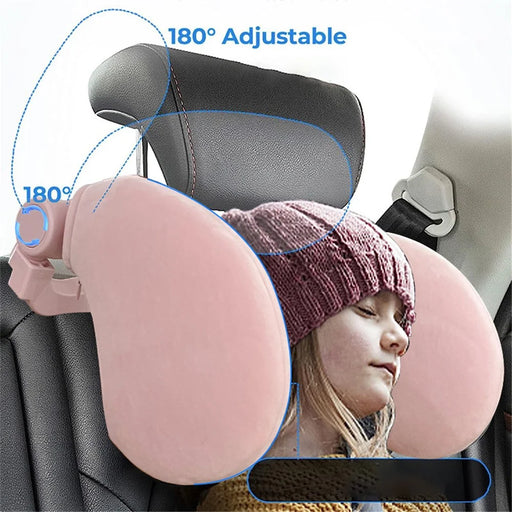 CARFU AC-410 Plush Headrest Pillow Cushion Adjustable Car Seat Sleep Side Support - Pink - 2