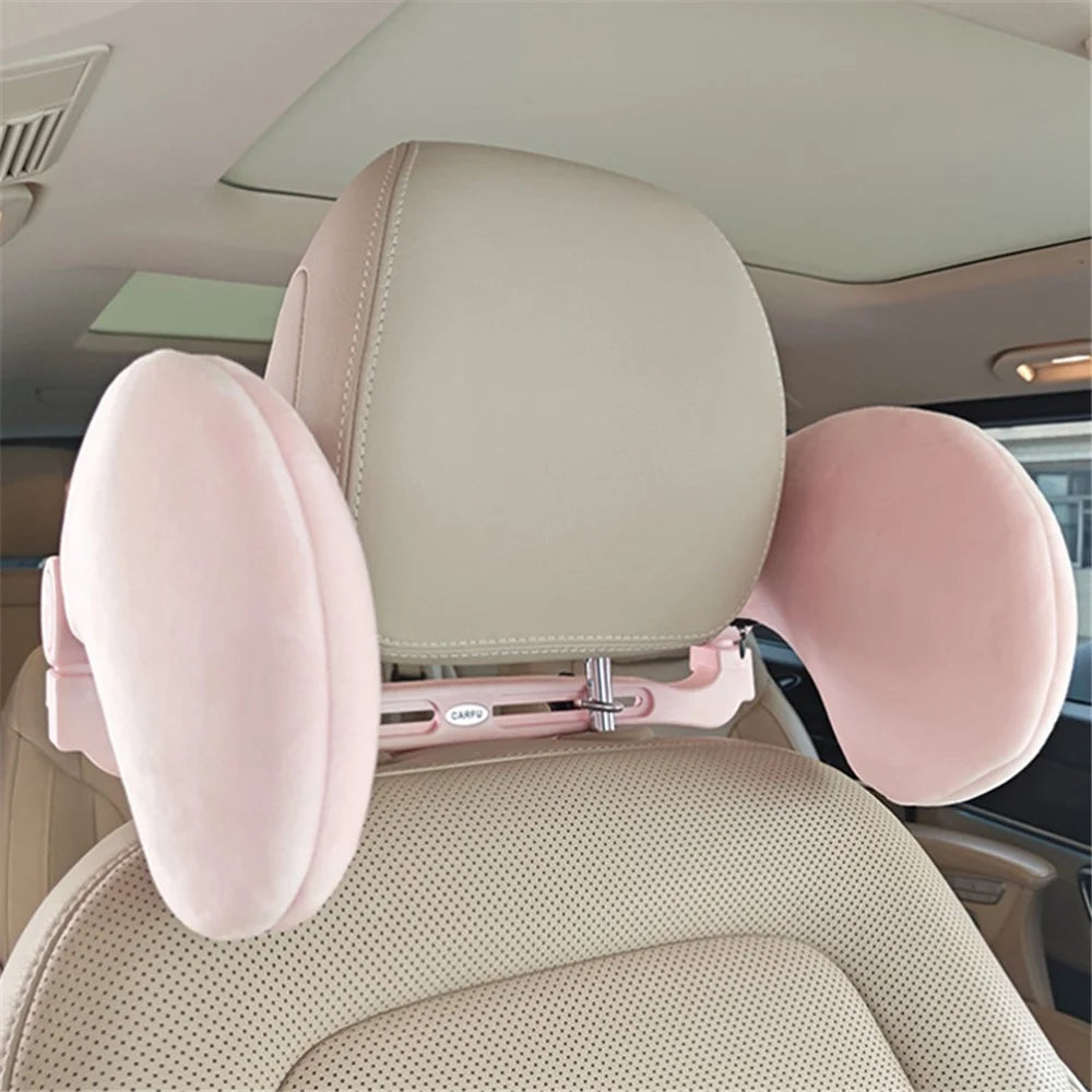 CARFU AC-410 Plush Headrest Pillow Cushion Adjustable Car Seat Sleep Side Support - Pink - 4