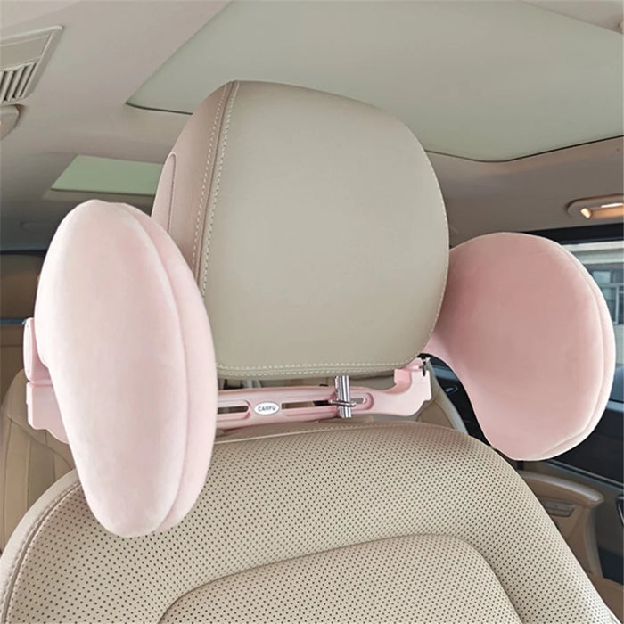 CARFU AC-410 Plush Headrest Pillow Cushion Adjustable Car Seat Sleep Side Support - Pink - 4