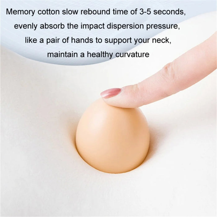 Car Headrest Memory Foam Breathable Car Neck Pillow + Back Cushion Lumbar Support - Black+Red - 5