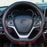 38cm Anti-Slip Embossing Genuine Cow Leather Car Steering Wheel Cover, D Type - Black+Red Edge - 1