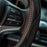 38cm Anti-Slip Embossing Genuine Cow Leather Car Steering Wheel Cover, D Type - Black+Red Edge - 5