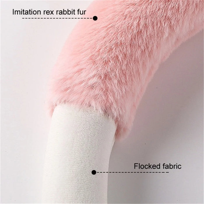 38cm Plush Steering Wheel Cover Cute Cat Non-Slip Car Steering Wheel Protector for Winter Warm - Pink - 5