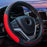 38cm Round Car Steering Wheel Cover Breathable Imitation Leather Steering Wheel Sleeve - Black+Red - 1