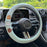 38cm Round Car Steering Wheel Cover Cartoon Bear Design Short Plush Warm Steering Wheel Sleeve - Green - 2