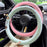 38cm Round Car Steering Wheel Cover Cartoon Bear Design Short Plush Warm Steering Wheel Sleeve - Green - 3