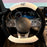 38cm D-shape Camellia Pattern Car Steering Wheel Cover Plush Warm Steering Wheel Sleeve - Black+White - 1