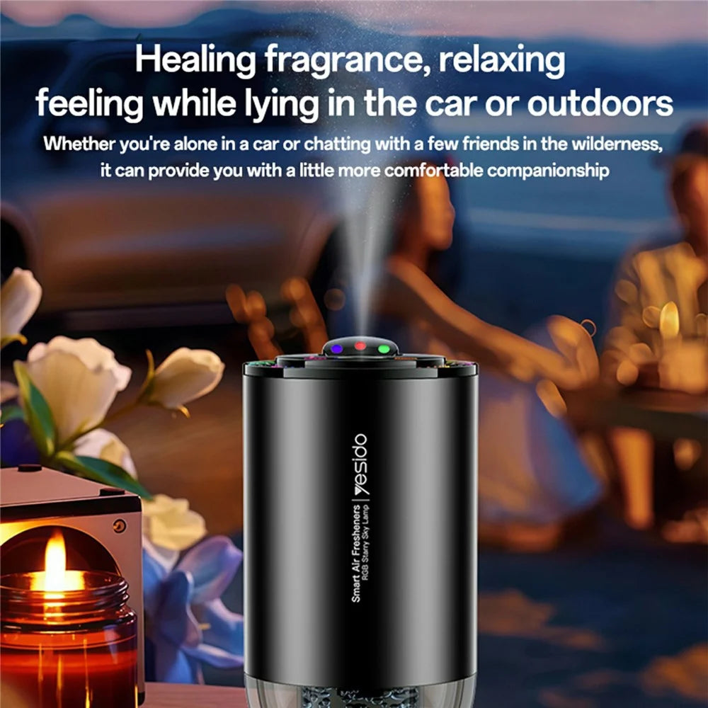YESIDO VC14 Car Aromatherapy Diffuser Smart Air Freshener Rechargeable RGB Starry Sky Ambient Lamp - 7