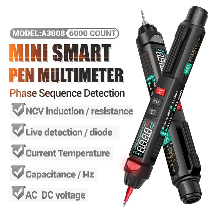 ANENG A3008 6000 Counts Voltage Meter Non Contact AC / DC LCD Display NCV Digital Multimeter Pen - 2