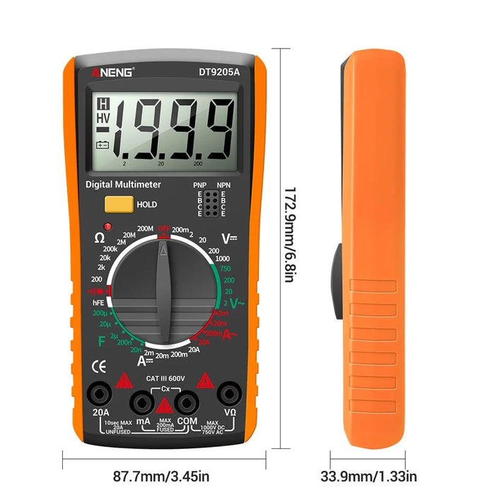 ANENG DT9205A Multifunctional HD Digital True RMS Multimeter AC/DC Voltage Meter - Orange - 5