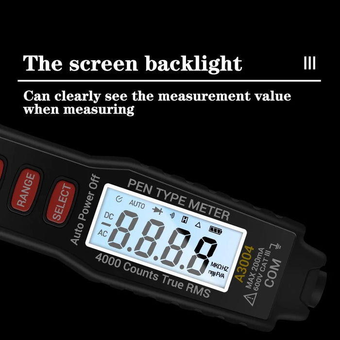 ANENG A3004 Multimeter Pen Meter 4000 Counts Non Contact AC/DC Voltage Resistance Capacitance Diode Continuity Tester - 5