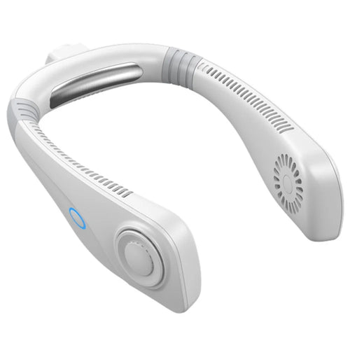 Aromatherapy Summer Air Cooling Neck Fan Leafless Hanging Neck Fan Bladeless Ventilator USB Rechargeable Neckband Fans Air Cooler - White - 1