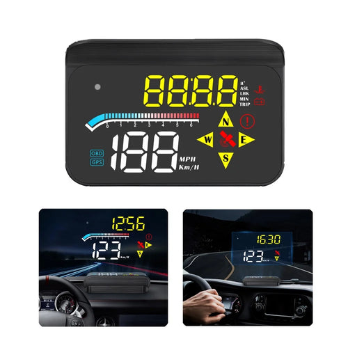 M17 Head-up Display Universal Car Speedometer HUD Projection Display OBD+GPS Dual System - 1