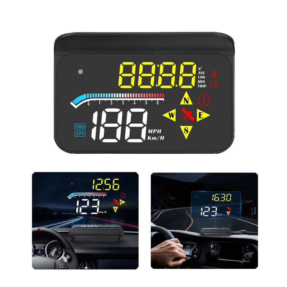 M17 Head-up Display Universal Car Speedometer HUD Projection Display OBD+GPS Dual System - 1