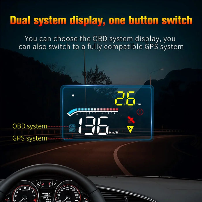 M17 Head-up Display Universal Car Speedometer HUD Projection Display OBD+GPS Dual System - 4