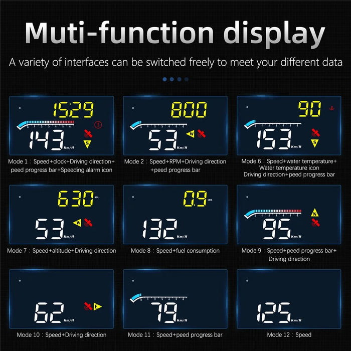 M17 Head-up Display Universal Car Speedometer HUD Projection Display OBD+GPS Dual System - 5