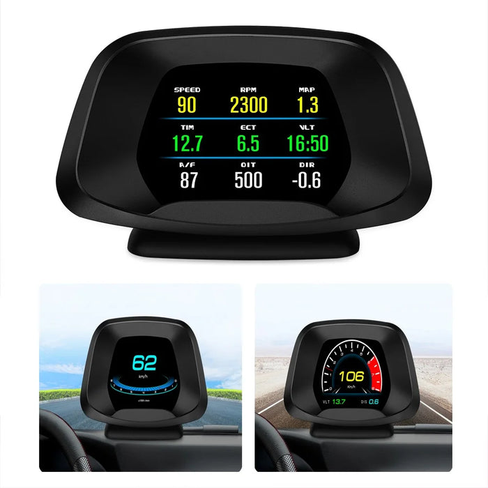 P19 HUD Device Multi-functional Smart Digital Meter Universal Car Speedometer LCD Display OBD GPS Scanner Diagnostic Tool Speed Alarm - 1