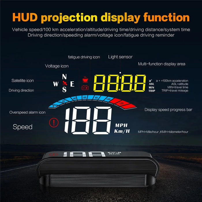 M16 Head-up Display Universal Car Speedometer HUD Projector LCD Display GPS Positioning - 4