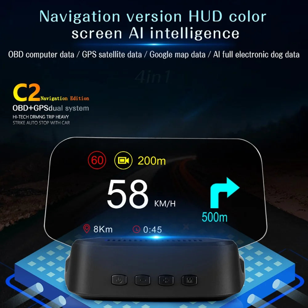 C2 Car Universal Smart HUD Head-up Display Navigation Version HUD Color Screen AI Intelligence - 2