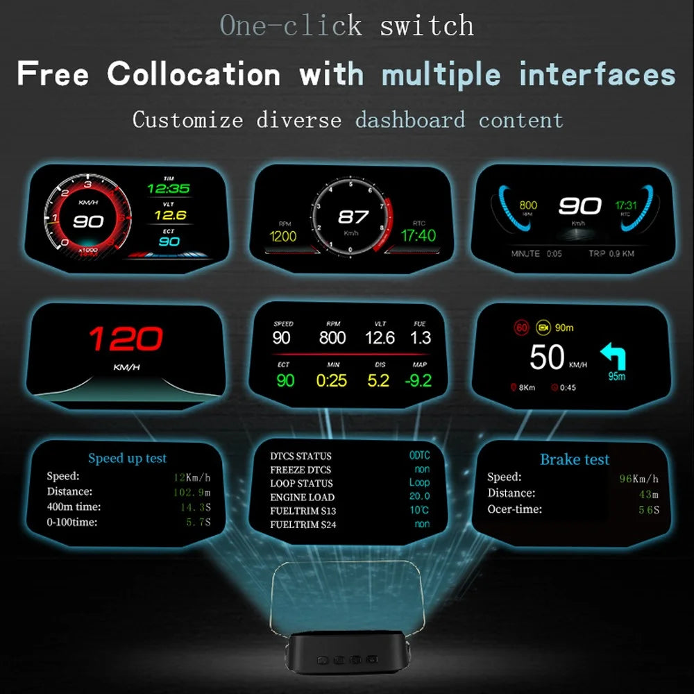 C2 Car Universal Smart HUD Head-up Display Navigation Version HUD Color Screen AI Intelligence - 5