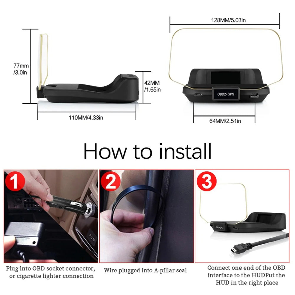 C2 Car Universal Smart HUD Head-up Display Navigation Version HUD Color Screen AI Intelligence - 7