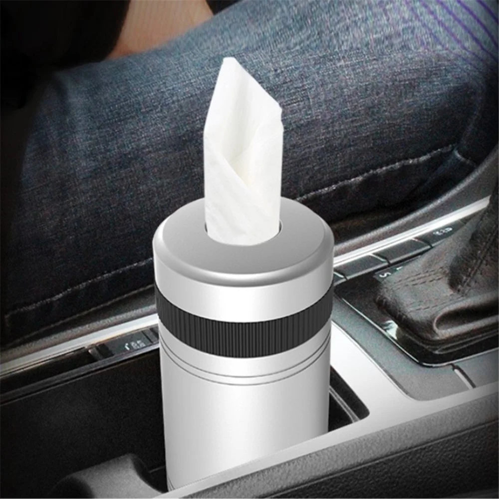 BEN.JACK Mini Car Ashtray Portable Cigarette Ash Holder Aluminum Alloy Tissue Paper Organizer Box - Red - 5