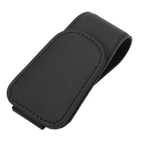 Car Sun Visor Sunglasses Holder Magnetic Microfiber Leather Glasses Eyeglass Hanger for Ticket, Card, Bill - Black - 1