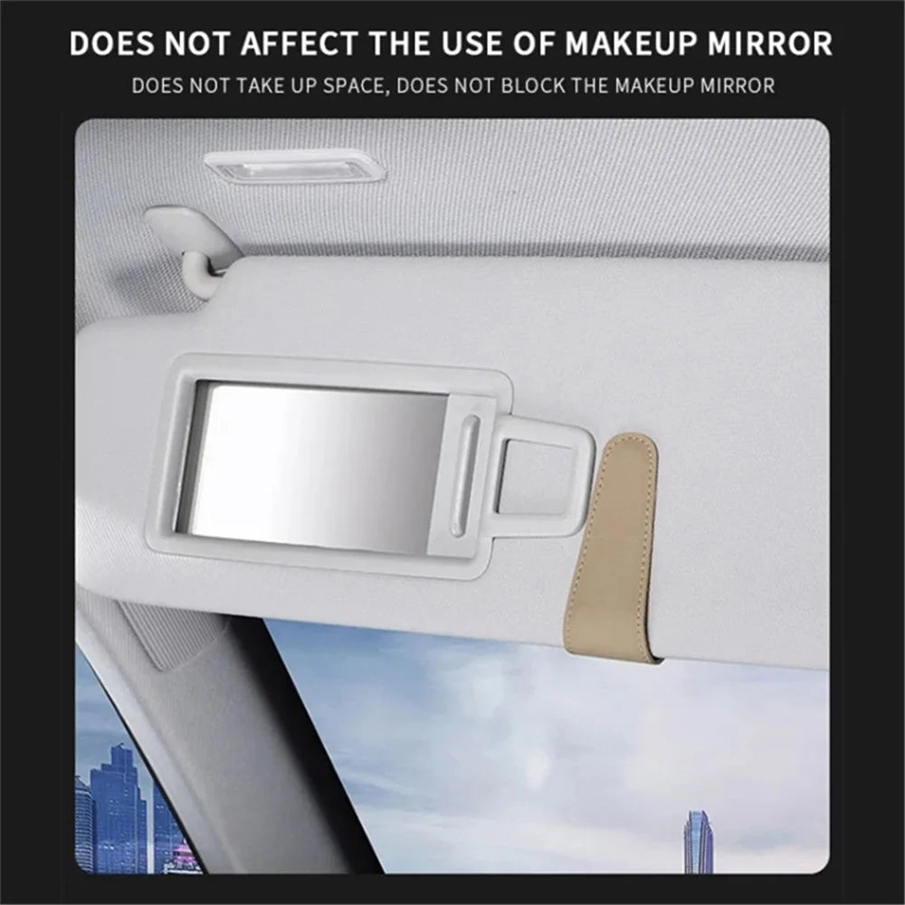 Car Sun Visor Sunglasses Holder Magnetic Microfiber Leather Glasses Eyeglass Hanger for Ticket, Card, Bill - Black - 4