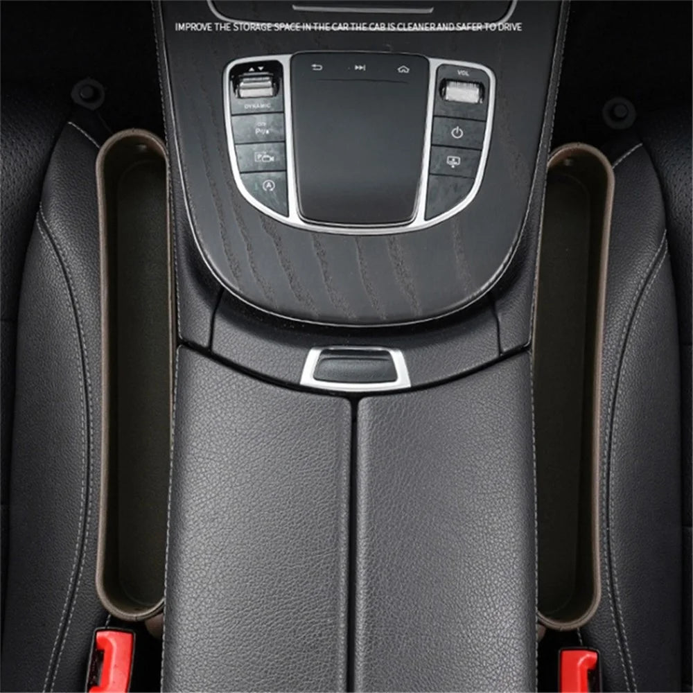 2Pcs ABS Car Seat Gap Filler Storage Box Multifunctional Phone Wallet Coins Holder Organizer - Brown - 4
